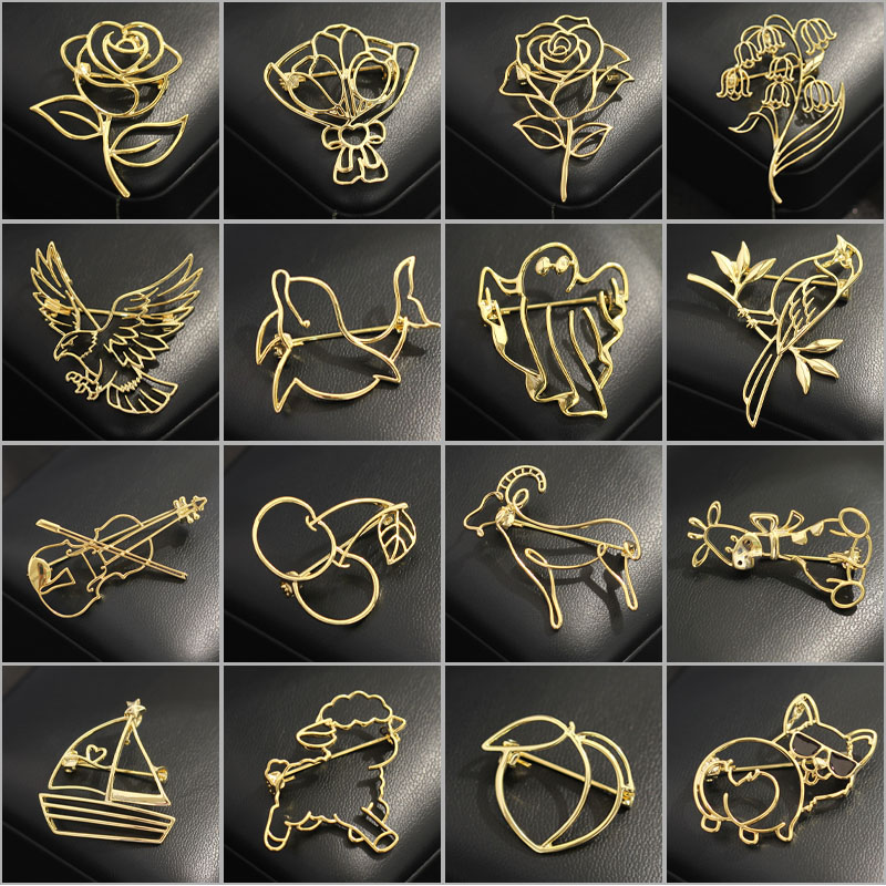 Minimalist Hollowed Out Brooch - Men Accessories Bouquet 评论和价格