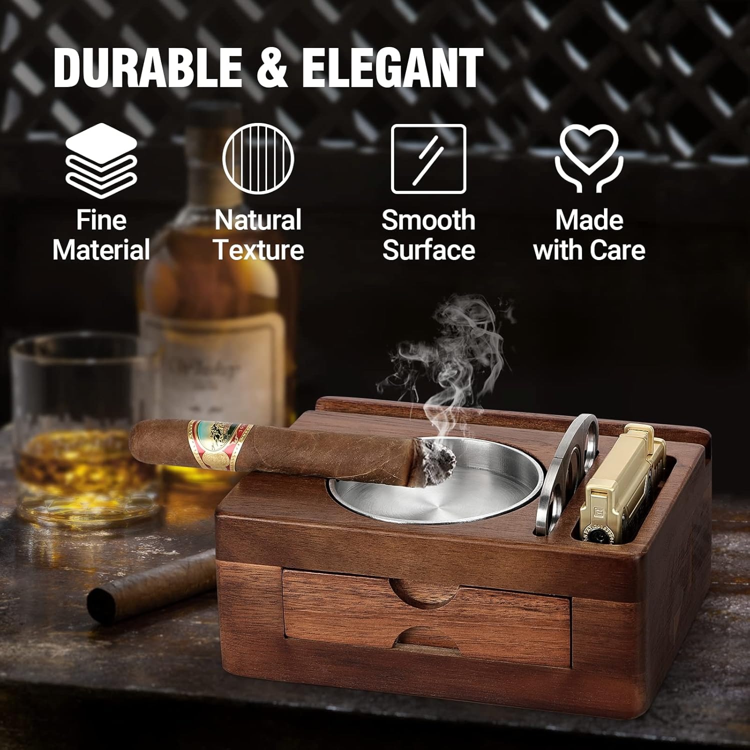 Wooden Ashtrays with Phone Tab - Men Accessories Drawer 评论和价格