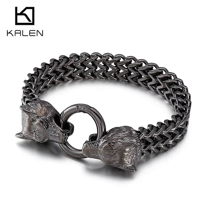 KALEN 19-23cm Rock Viking Wolf - Men Accessories Bd 评论和价格
