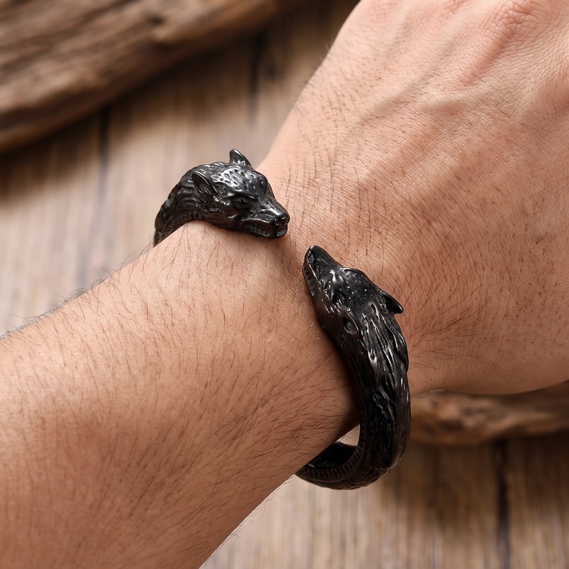 Double Wolf Head Opening Brace - Men Accessories Bd 评论和价格