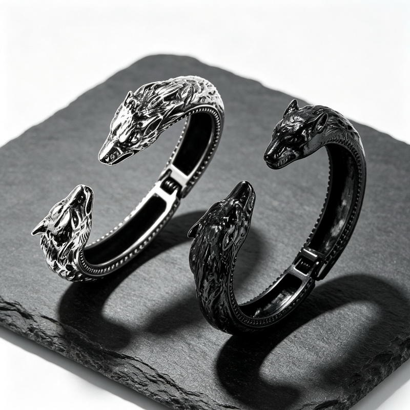 Double Wolf Head Opening Brace - Men Accessories Bd 评论和价格