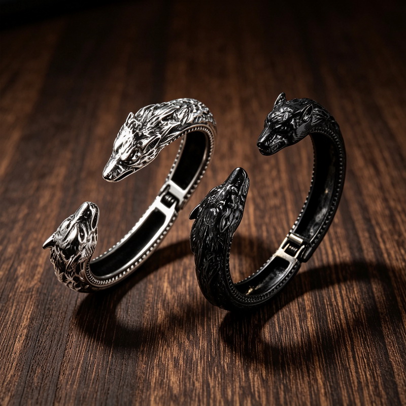 Double Wolf Head Opening Brace - Men Accessories Bd 评论和价格