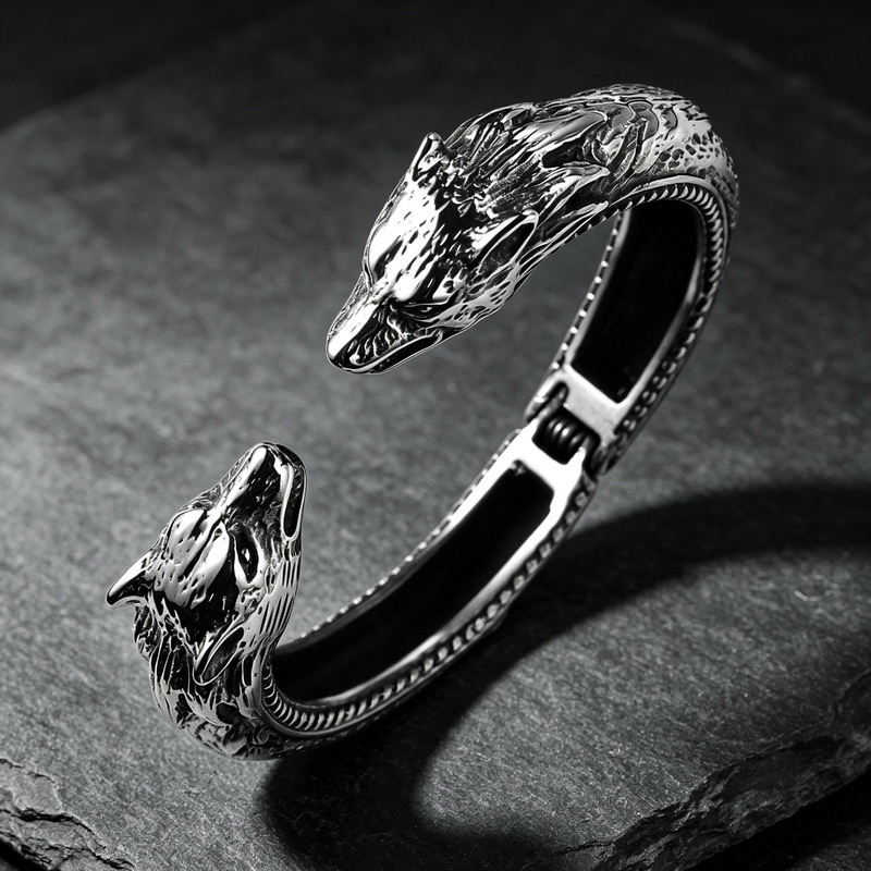 Double Wolf Head Opening Brace - Men Accessories Bd 评论和价格