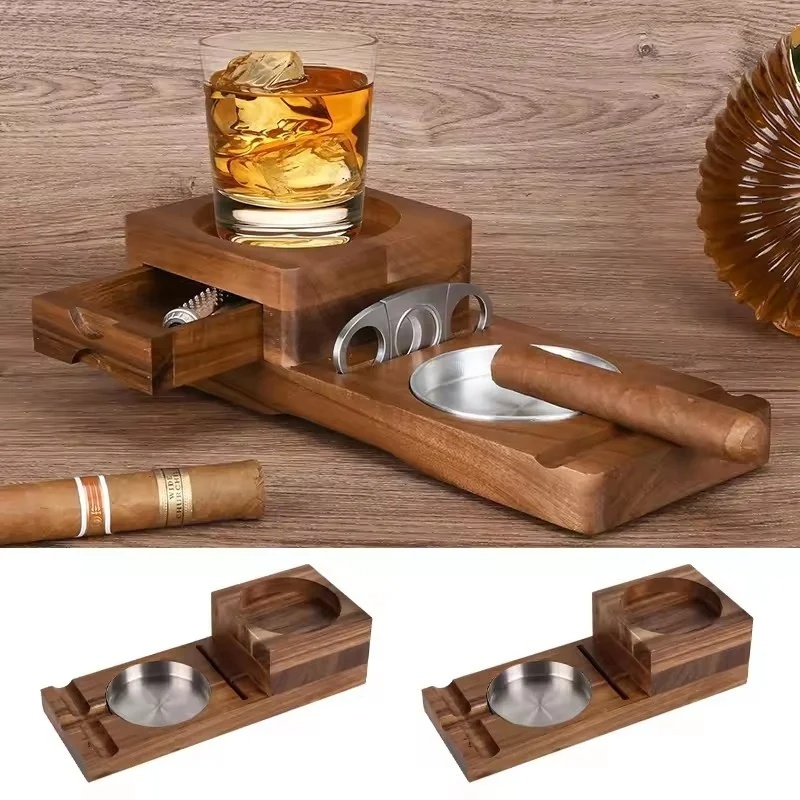 Wooden Cigar Ashtray with Draw - Men Accessories Drawer 评论和价格
