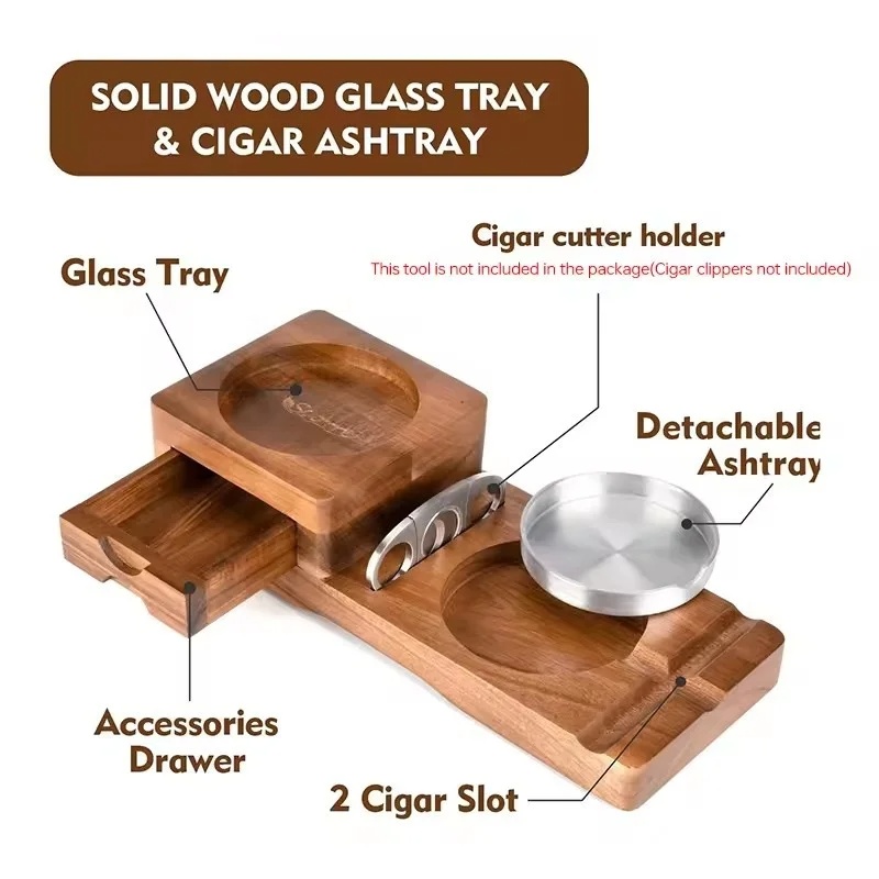 Wooden Cigar Ashtray with Draw - Men Accessories Drawer 评论和价格