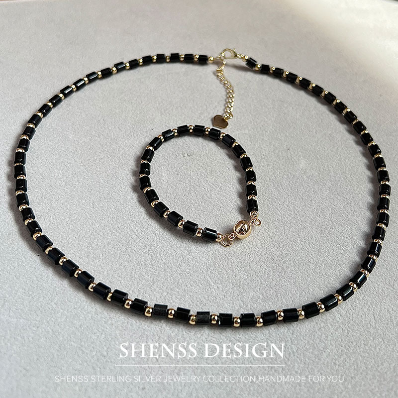 Natural 4mm obsidian Necklace  - Men Accessories Kit 评论和价格