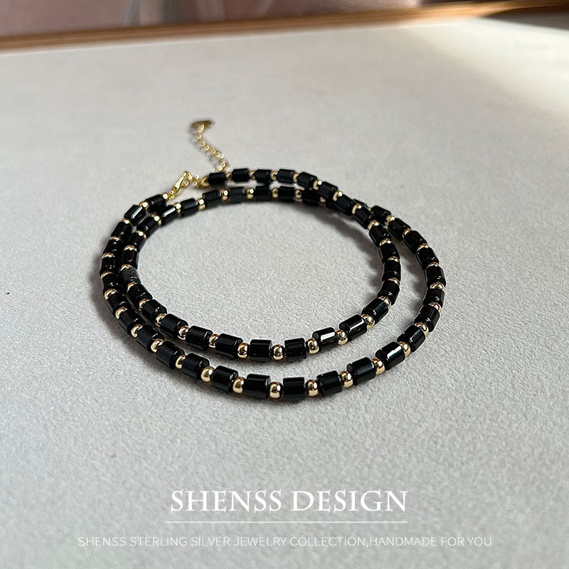 Natural 4mm obsidian Necklace  - Men Accessories Kit 评论和价格