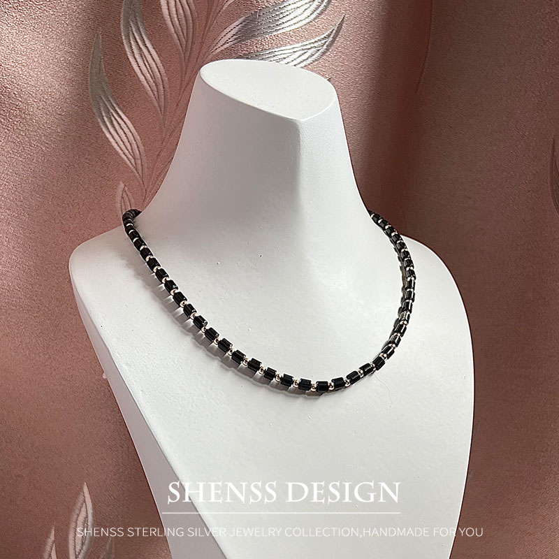 Natural 4mm obsidian Necklace  - Men Accessories Kit 评论和价格