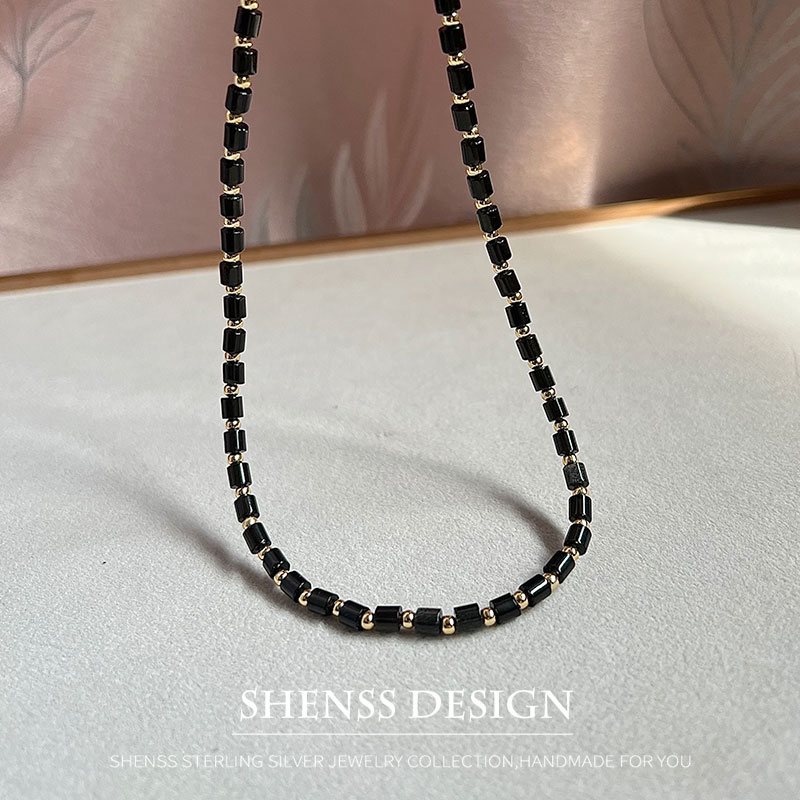 Natural 4mm obsidian Necklace  - Men Accessories Kit 评论和价格