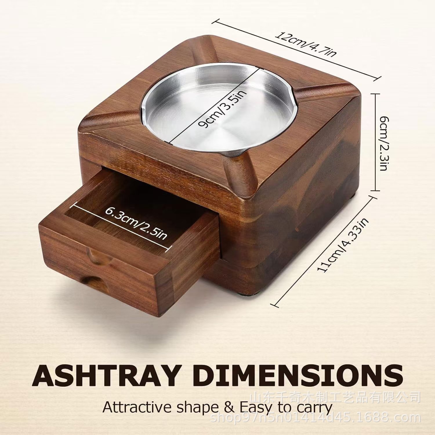 Wood Cigar Ashtray with Drawer - Men Accessories Drawer 评论和价格